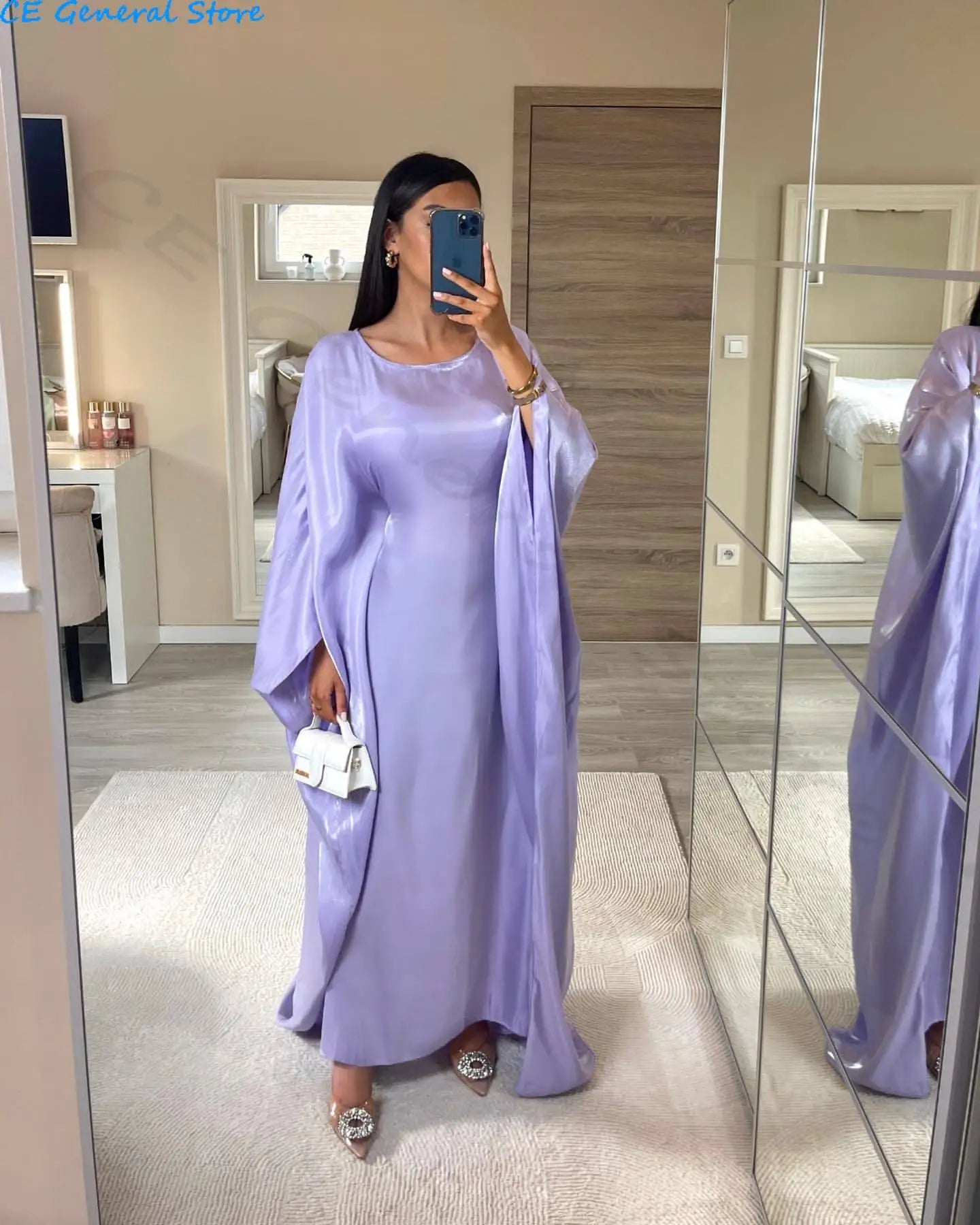 Robe de soirée longue avec ceinture et papillon pour femme