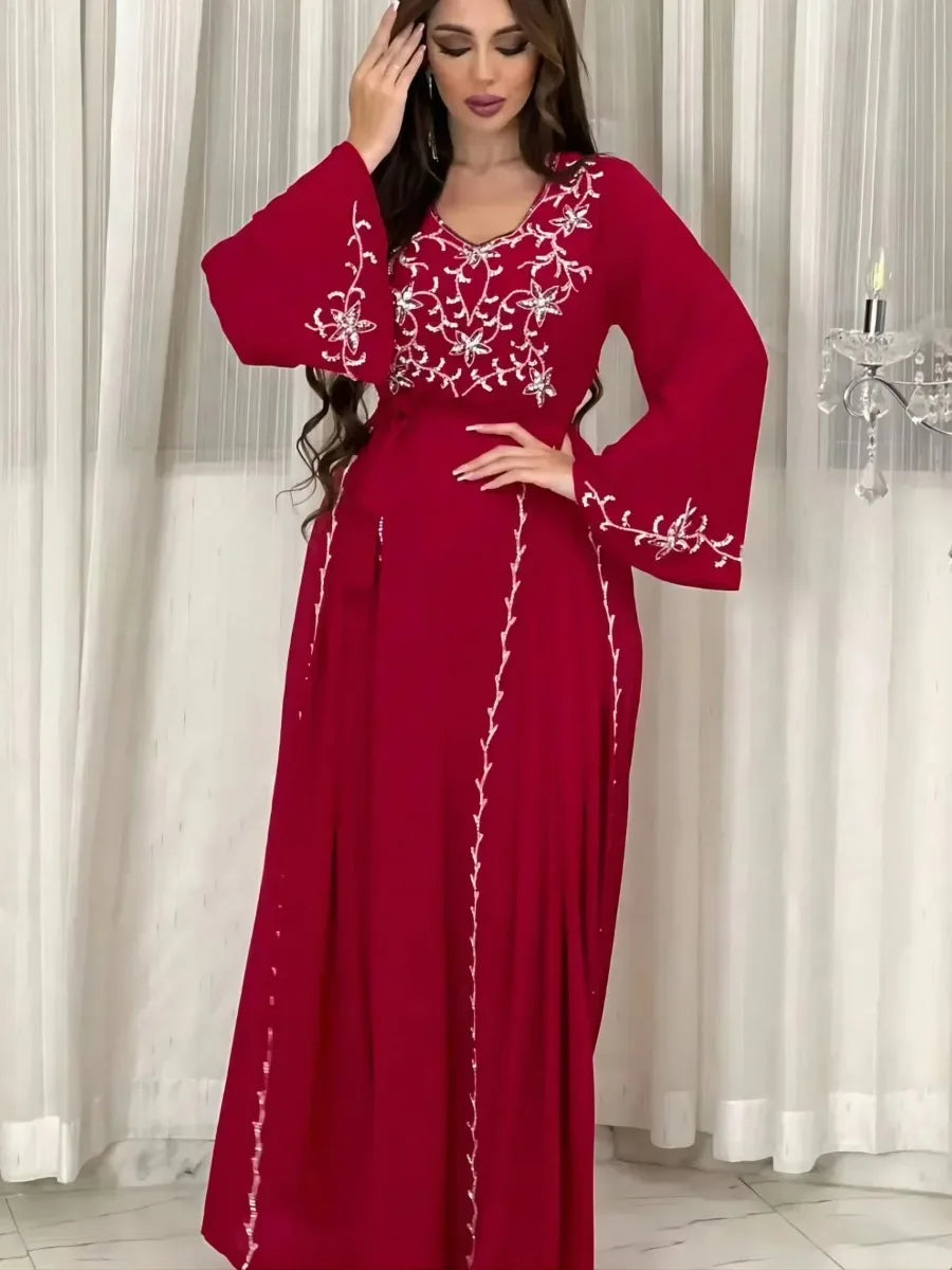 Robe longue arabé brodée pour Ramadan et soirées