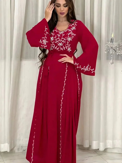 Robe longue arabé brodée pour Ramadan et soirées