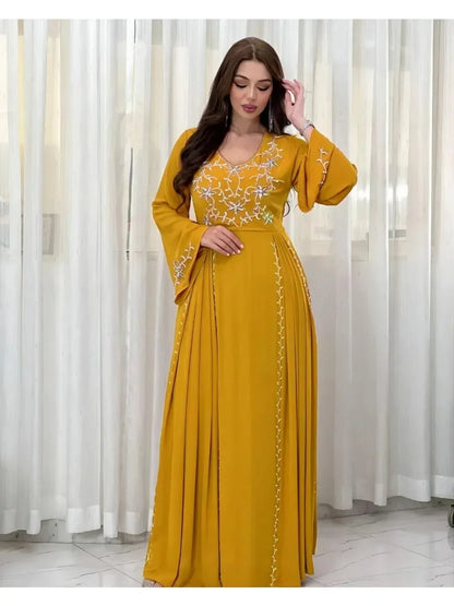 Robe longue arabé brodée pour Ramadan et soirées