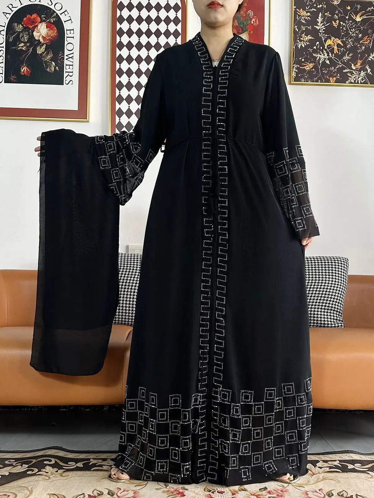 Abaya mousseline de soie : cardigan élégant, style islamique