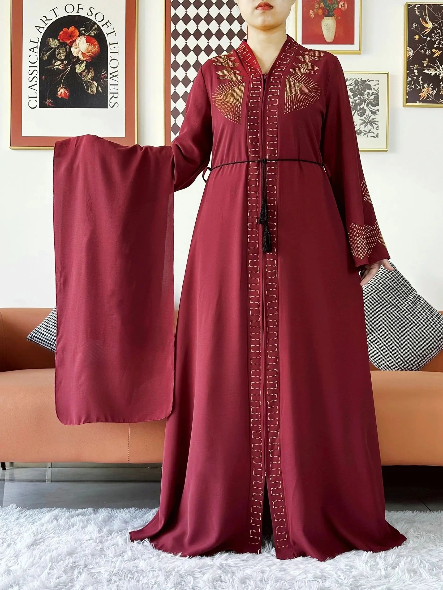 Abaya mousseline de soie : cardigan élégant, style islamique