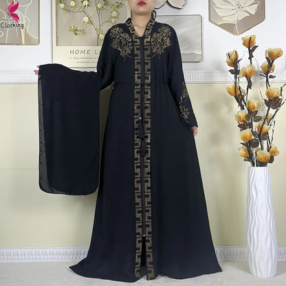 Robe style Dubaï, Abaya longue avec turban