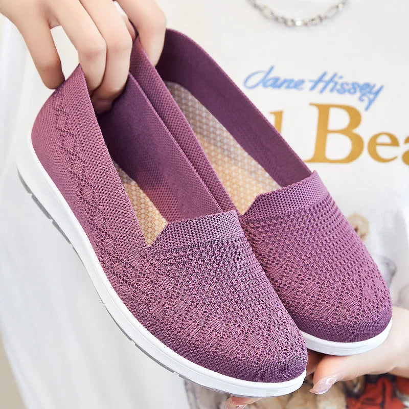 Chaussures tissées confortables pour femme, automne