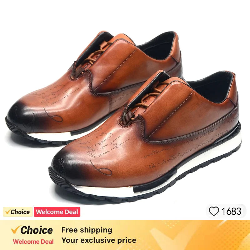 Baskets en cuir faites main pour hommes, style classique - Chaussures de marque