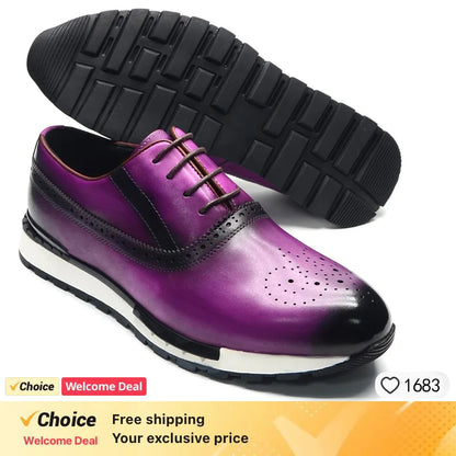 Baskets cuir naturel hommes - Chaussures plates automne
