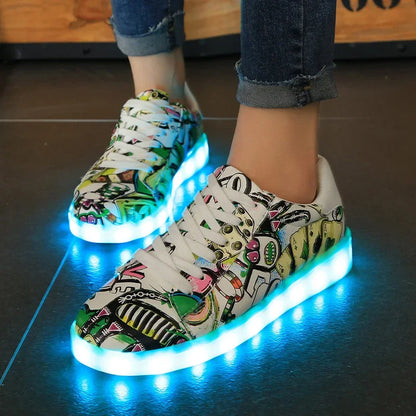 Chaussures LED tendance pour couple: baskets lumineuses rechargeables