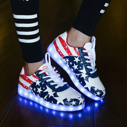 Chaussures LED tendance pour couple: baskets lumineuses rechargeables