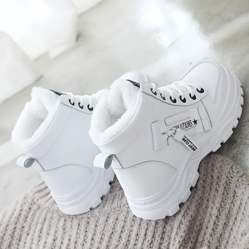 Chaussures chaudes hiver femmes 43 - Baskets montantes peluche