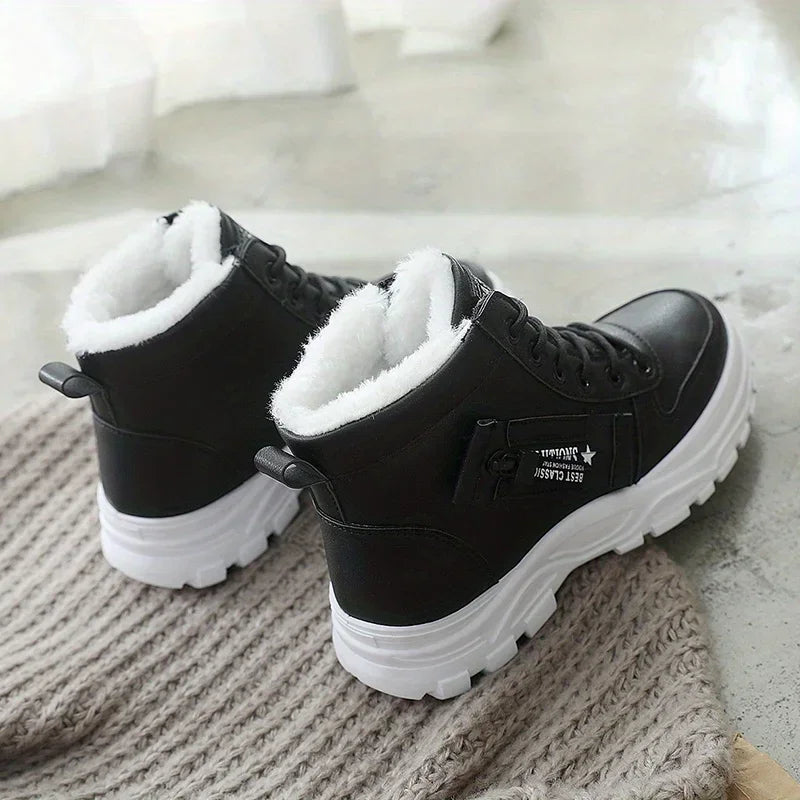 Chaussures chaudes hiver femmes 43 - Baskets montantes peluche