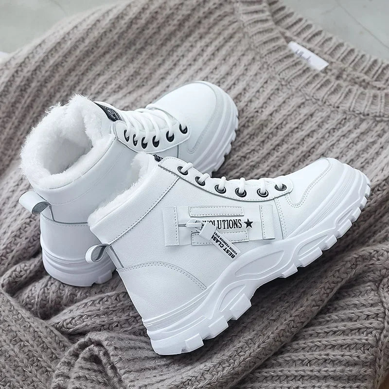 Chaussures chaudes hiver femmes 43 - Baskets montantes peluche