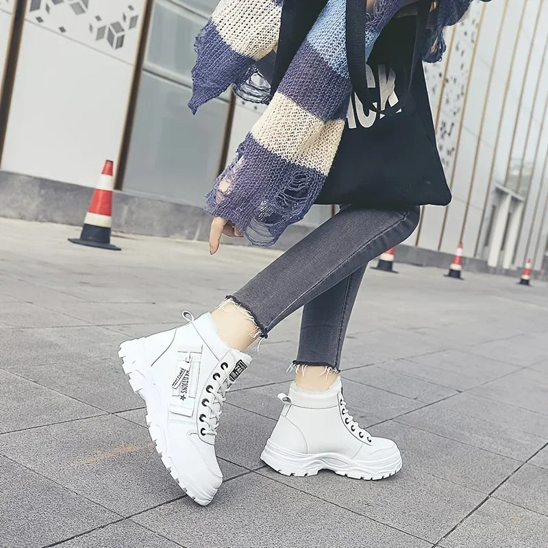 Chaussures chaudes hiver femmes 43 - Baskets montantes peluche