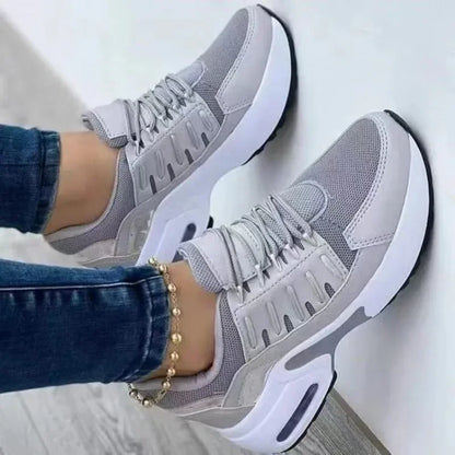 Baskets plateforme femmes maille lacets canisés mode 2024