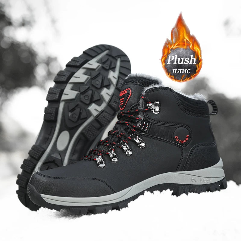 Bottes de neige imperméables pour hommes et femmes, baskets chaudes en peluche, hiver confortable