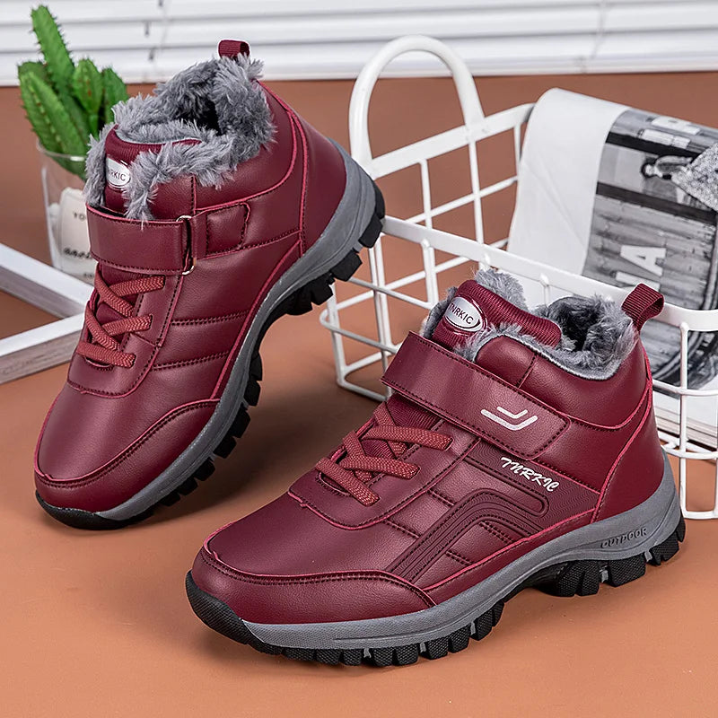 Bottes de neige imperméables pour hommes et femmes, baskets chaudes en peluche, hiver confortable