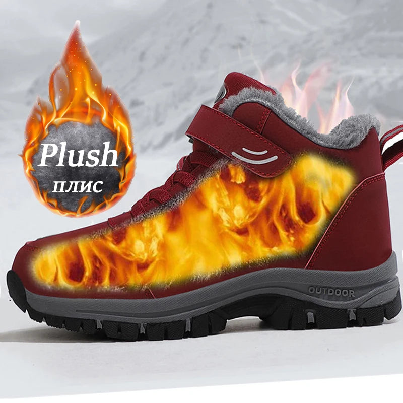 Bottes de neige imperméables pour hommes et femmes, baskets chaudes en peluche, hiver confortable