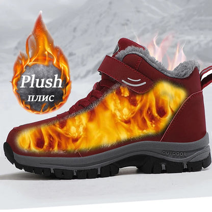 Bottes de neige imperméables pour hommes et femmes, baskets chaudes en peluche, hiver confortable