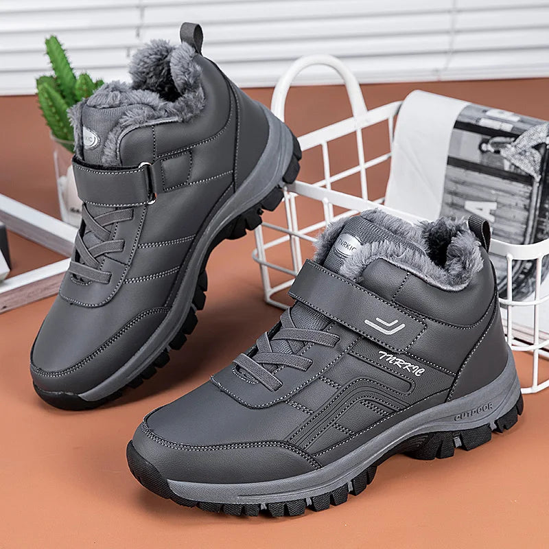 Bottes de neige imperméables pour hommes et femmes, baskets chaudes en peluche, hiver confortable