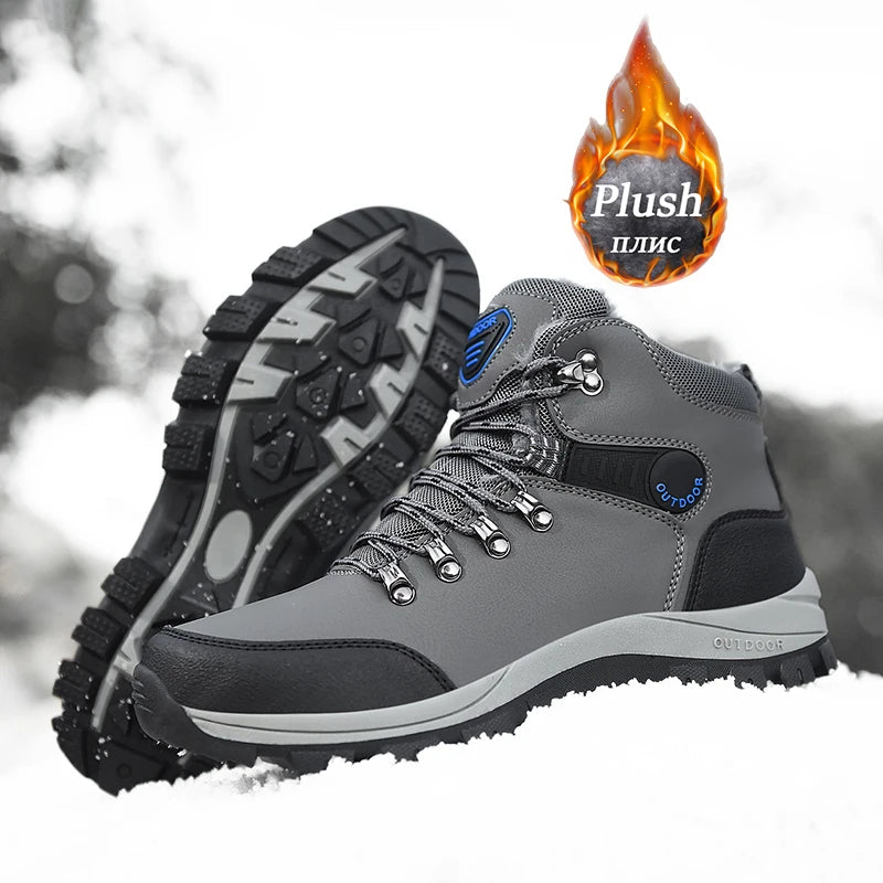 Bottes de neige imperméables pour hommes et femmes, baskets chaudes en peluche, hiver confortable