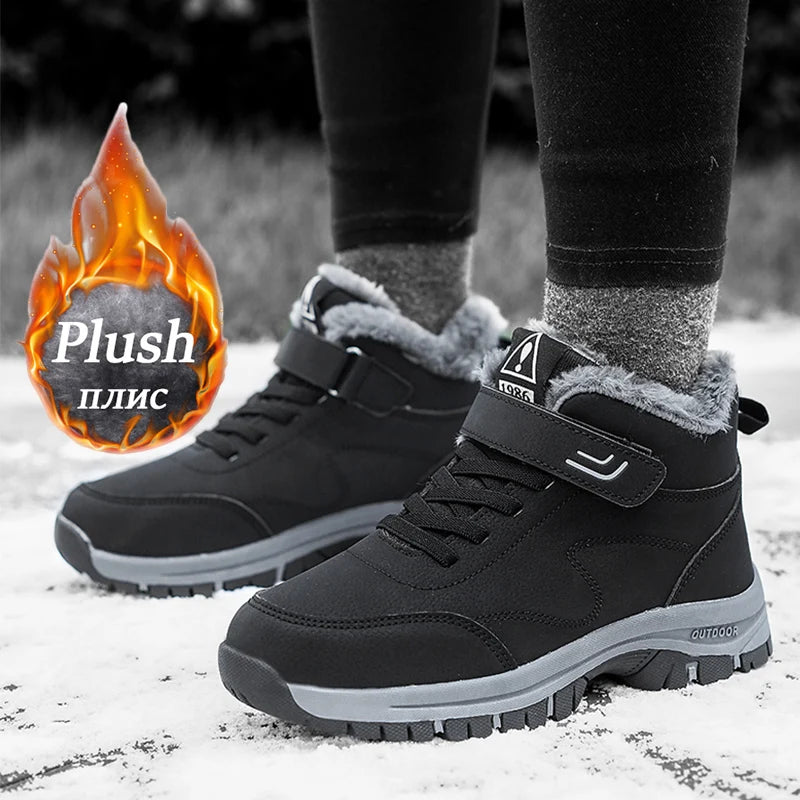Bottes de neige imperméables pour hommes et femmes, baskets chaudes en peluche, hiver confortable