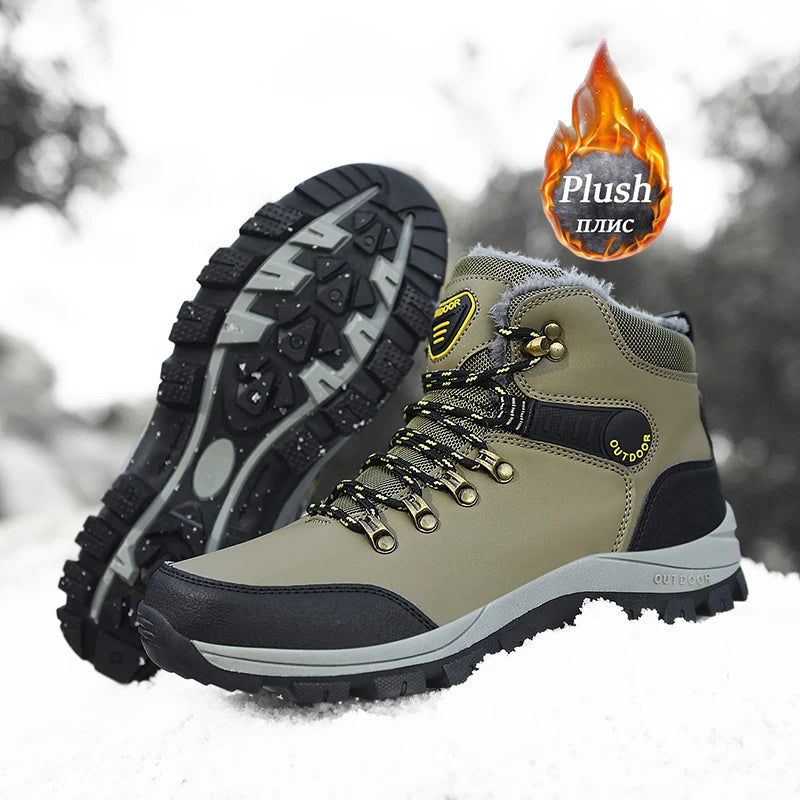 Bottes de neige imperméables pour hommes et femmes, baskets chaudes en peluche, hiver confortable