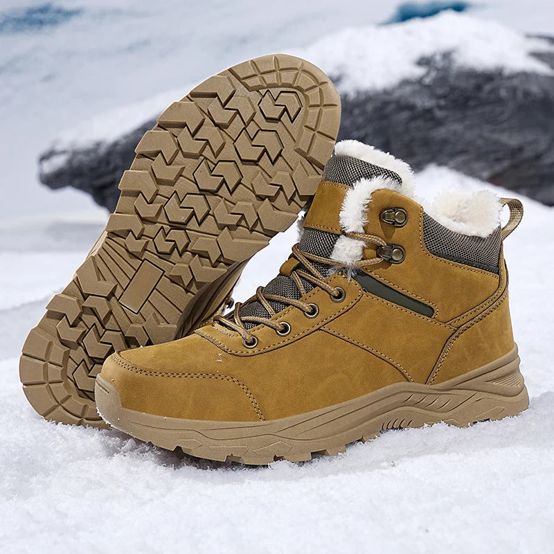 Bottes de neige imperméables pour hommes et femmes, baskets chaudes en peluche, hiver confortable