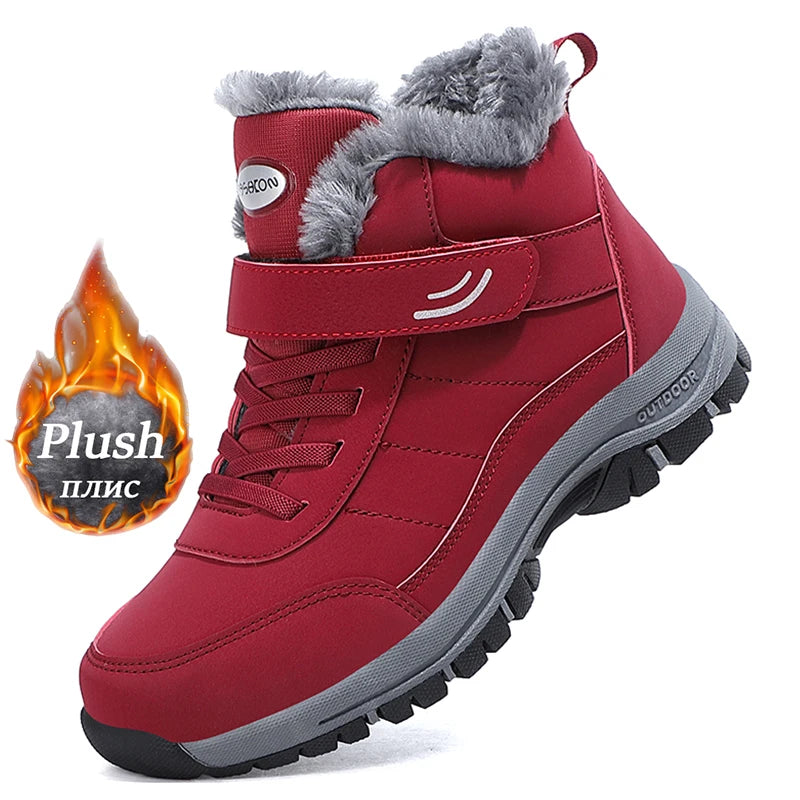 Bottes de neige imperméables pour hommes et femmes, baskets chaudes en peluche, hiver confortable