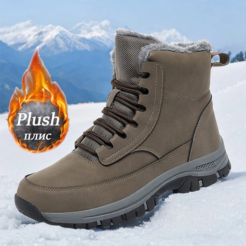 Bottes de neige imperméables pour hommes et femmes, baskets chaudes en peluche, hiver confortable