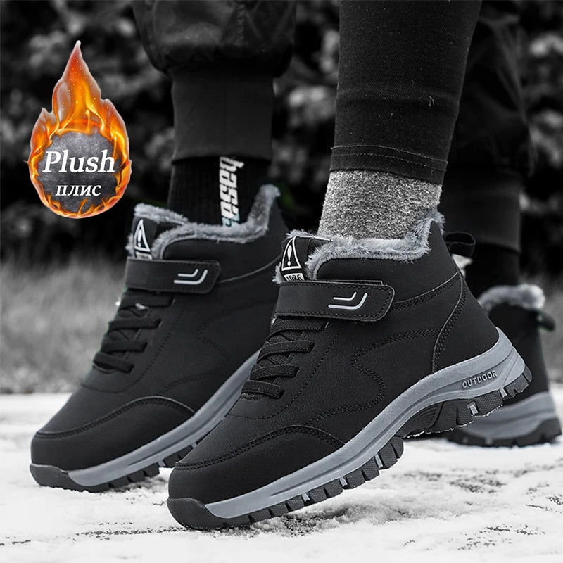 Bottes de neige imperméables pour hommes et femmes, baskets chaudes en peluche, hiver confortable