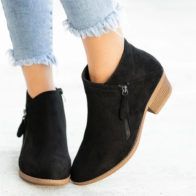 Bottes de travail à talons bas pour femmes, automne-hiver 2023