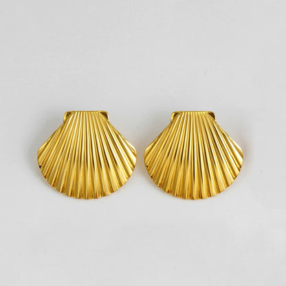 Boucles d'Oreilles en Acier Inoxydable Plaqué Or Escargot Bergame Coquillage