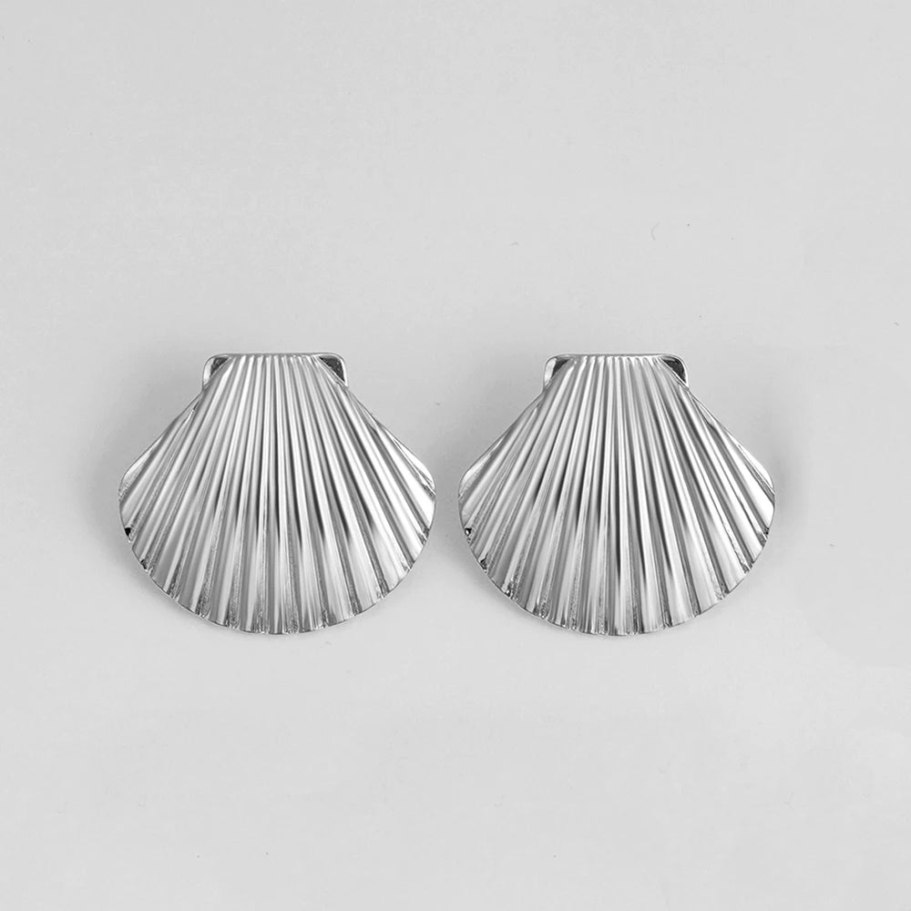 Boucles d'Oreilles en Acier Inoxydable Plaqué Or Escargot Bergame Coquillage