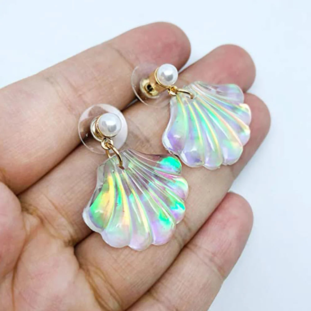 Boucles d'Oreilles Coquillage Perles Colorées Fille