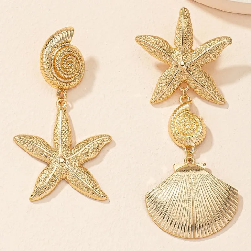 Boucles d'oreilles coquillage et étoile de mer personnalisées