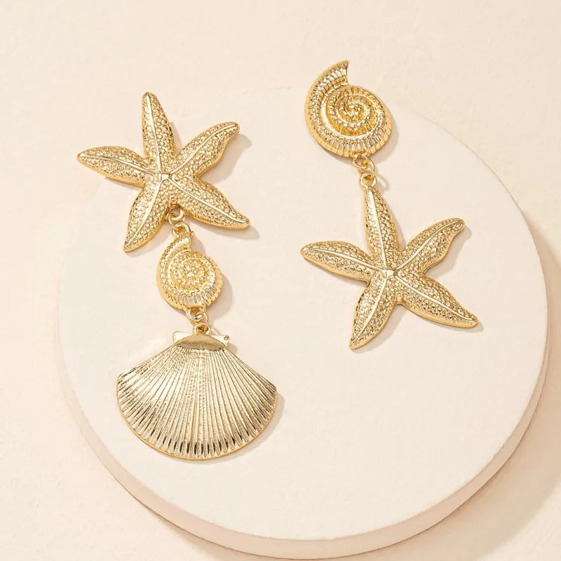 Boucles d'oreilles coquillage et étoile de mer personnalisées