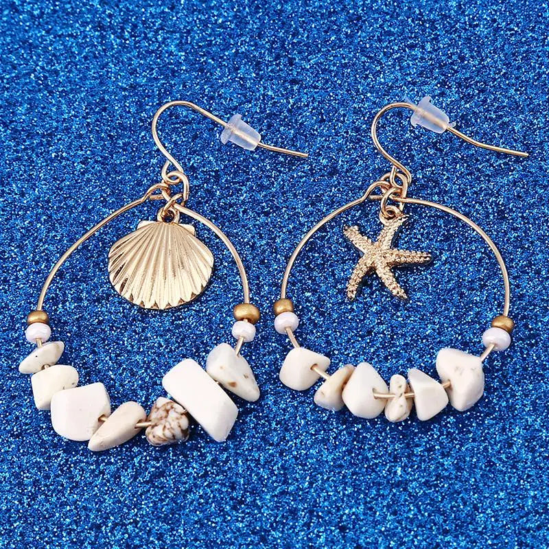 Boucles d'oreilles coquillage mer couleur or tendance été