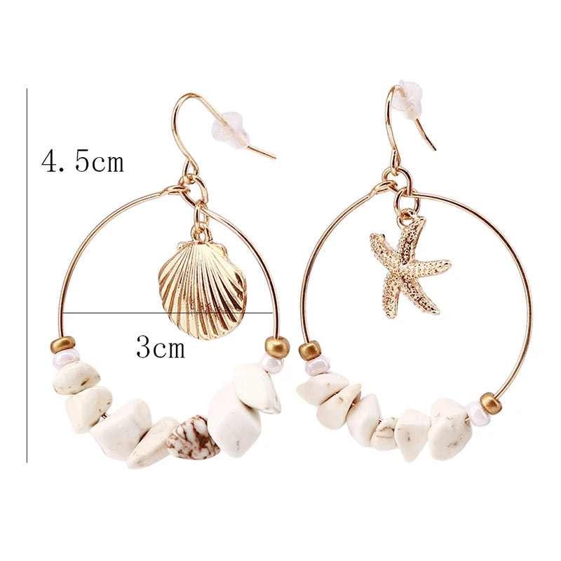 Boucles d'oreilles coquillage mer couleur or tendance été