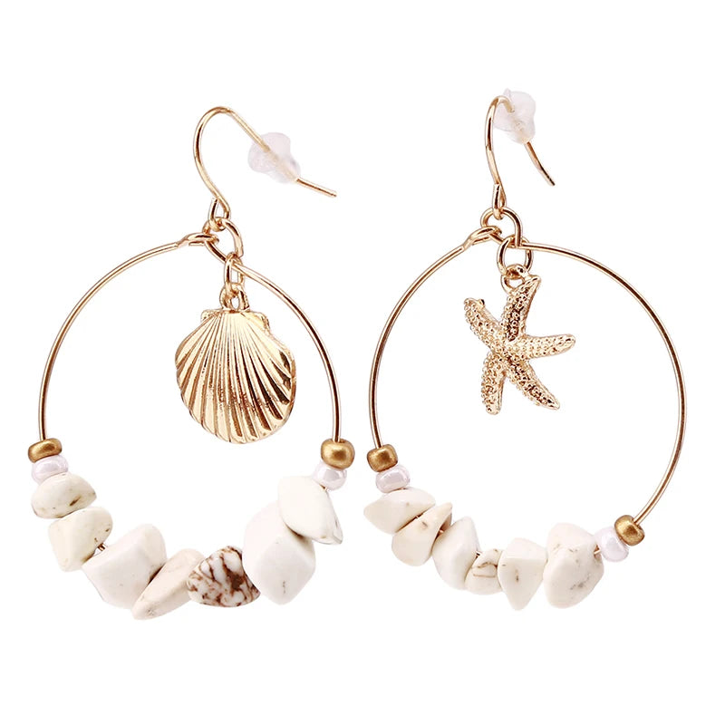 Boucles d'oreilles coquillage mer couleur or tendance été