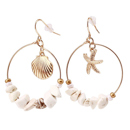 Boucles d'oreilles coquillage mer couleur or tendance été