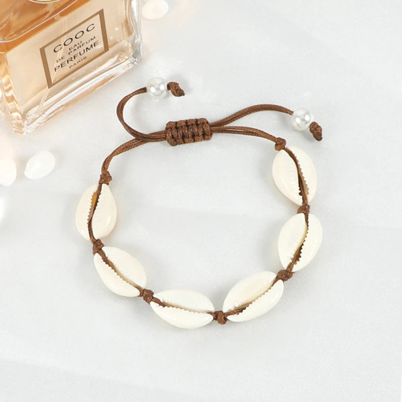Bracelet coquillage naturel main - Bijoux cheville femme