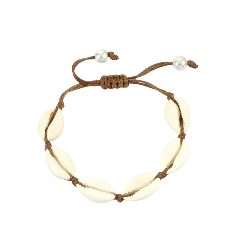 Bracelet coquillage naturel main - Bijoux cheville femme