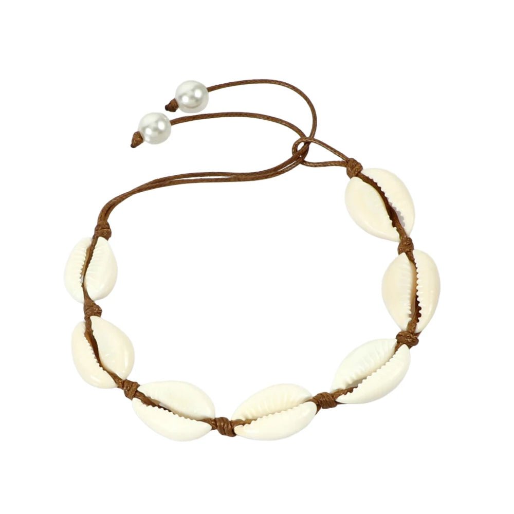 Bracelet coquillage naturel main - Bijoux cheville femme