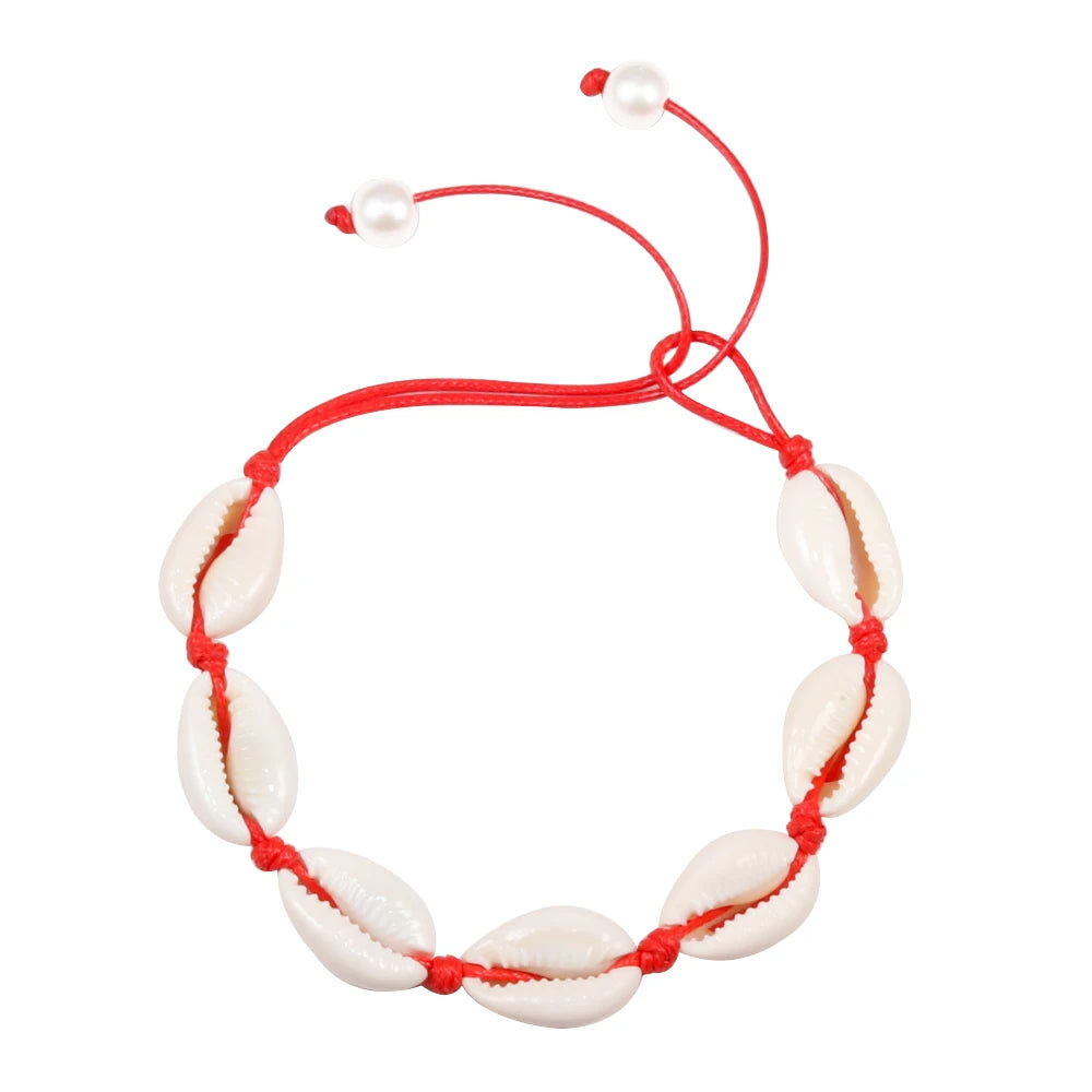 Bracelet coquillage naturel main - Bijoux cheville femme