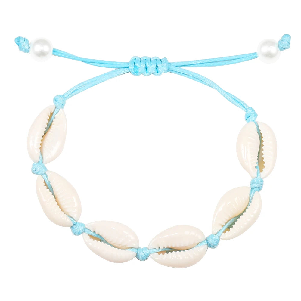 Bracelet coquillage naturel main - Bijoux cheville femme