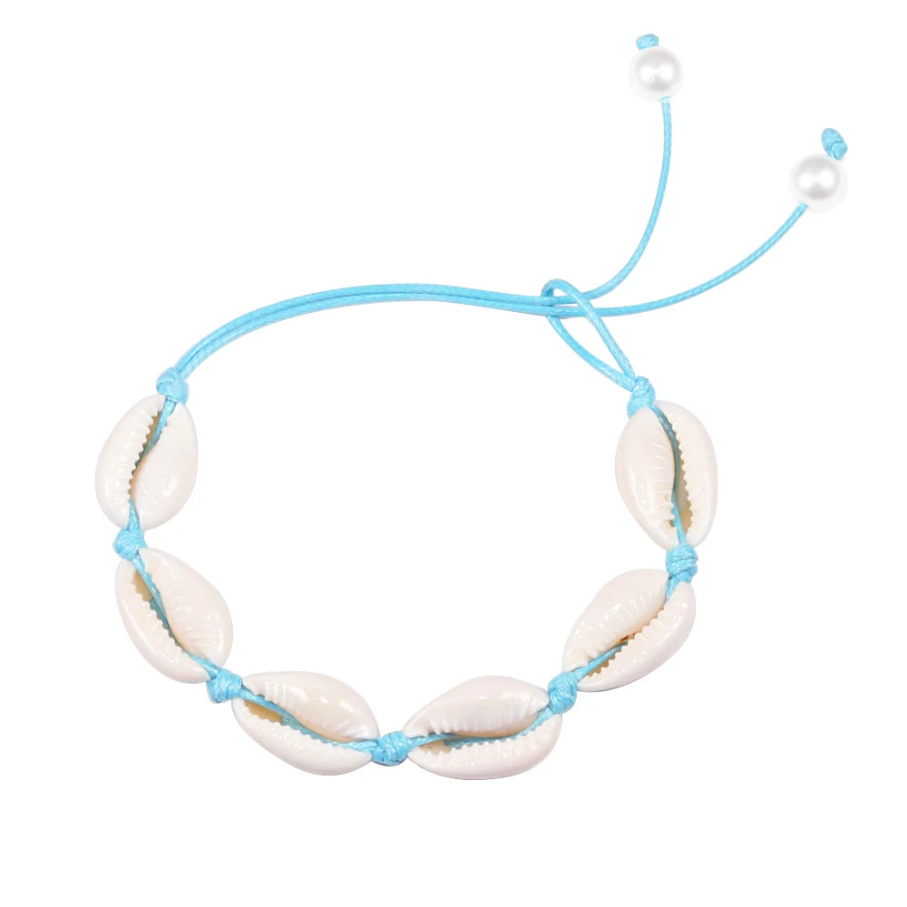 Bracelet coquillage naturel main - Bijoux cheville femme