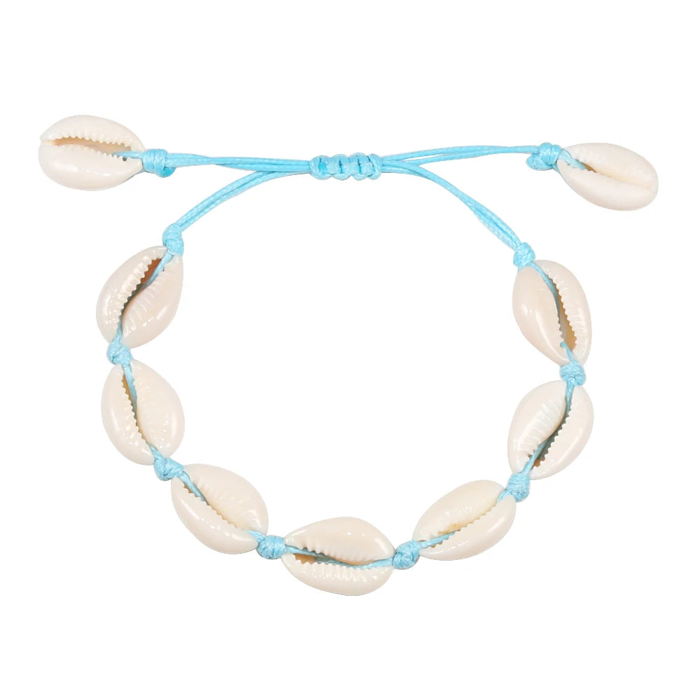 Bracelet coquillage naturel main - Bijoux cheville femme