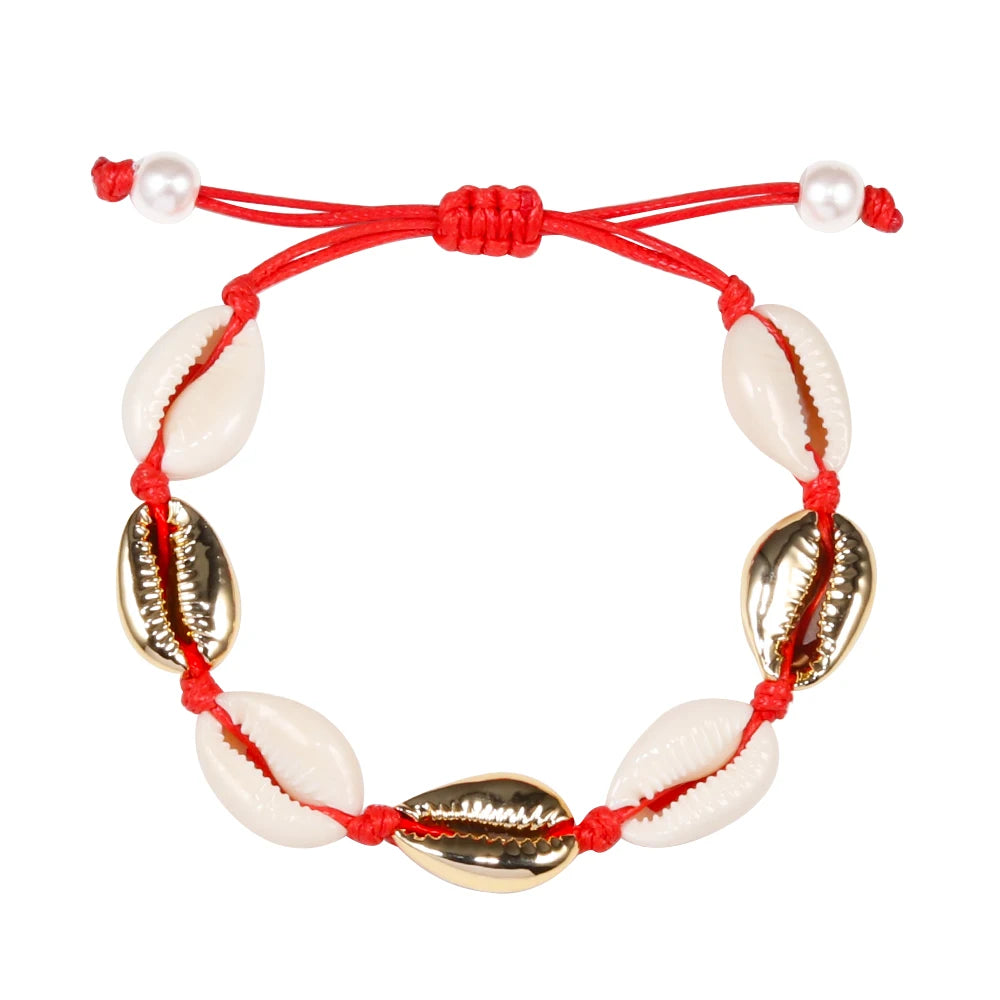 Bracelet coquillage naturel main - Bijoux cheville femme