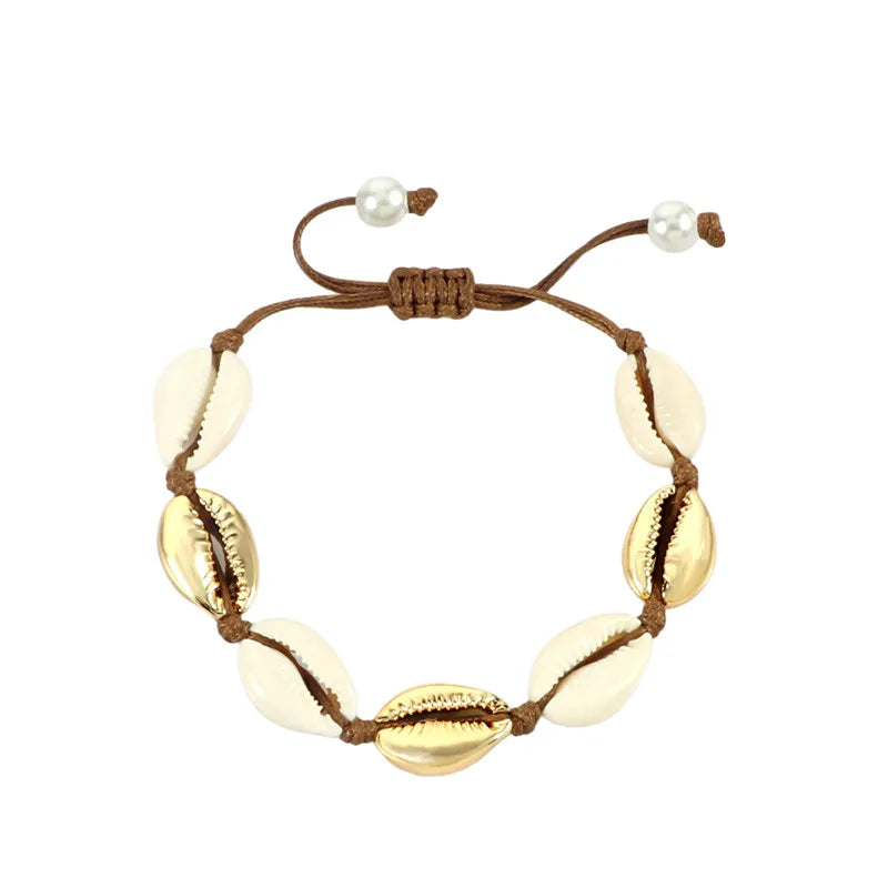 Bracelet coquillage naturel main - Bijoux cheville femme