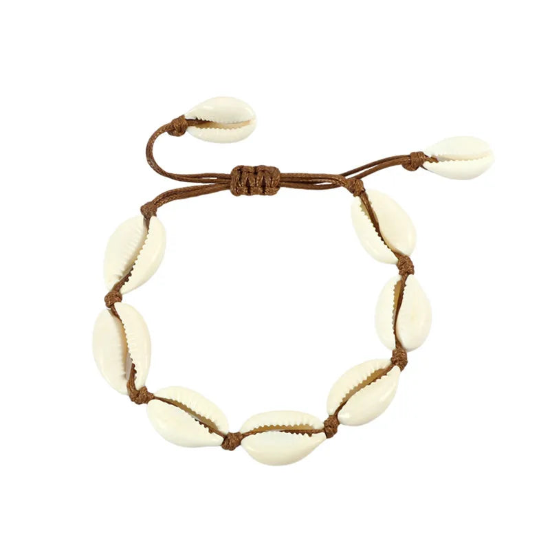 Bracelet coquillage naturel main - Bijoux cheville femme