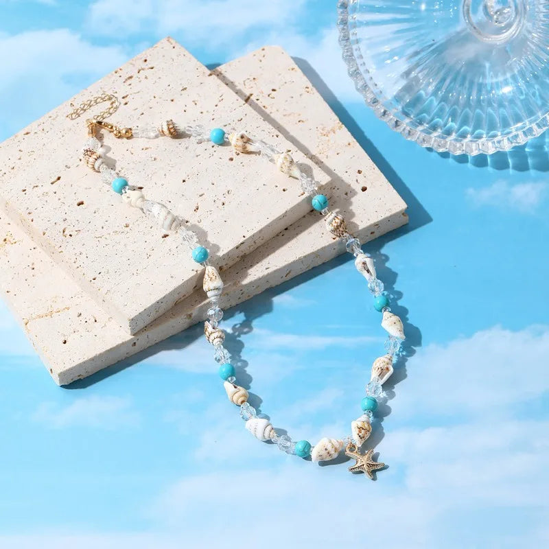Bracelet étoile de mer, coquillage & perles pour femmes